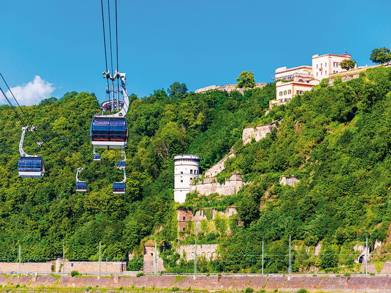 The cable car at the Ehrenbreitstein Fortress in Koblenz, Germany